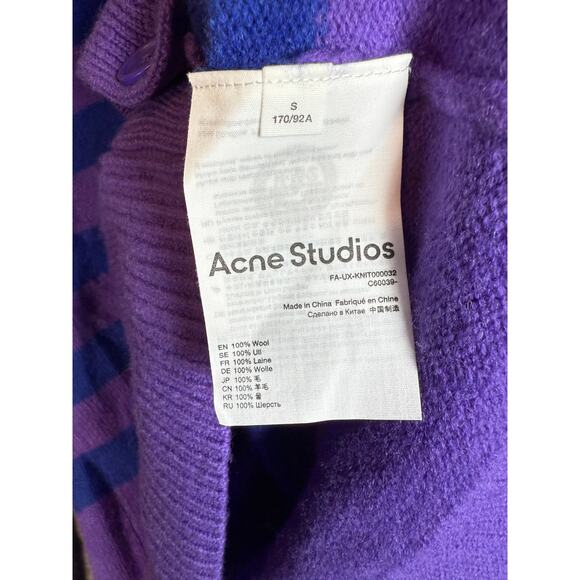 Acne Studios Womens Purple Blue Kimano Striped Oversized Wool Cardigan - Small - Picture 6 of 10